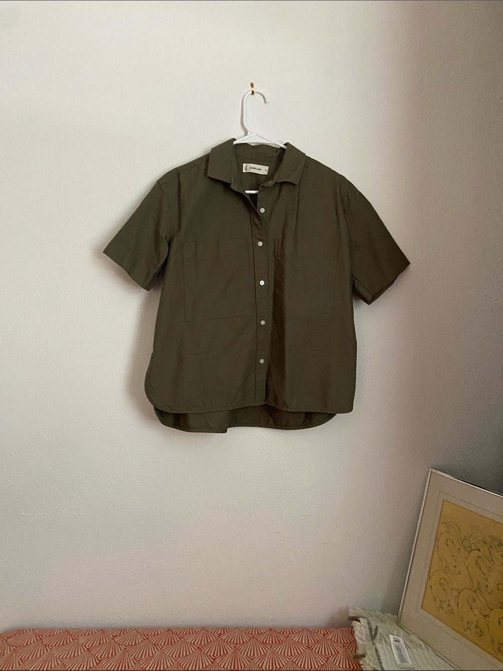 Everlane Olive Green Short-Sleeve Button-Up Shirt